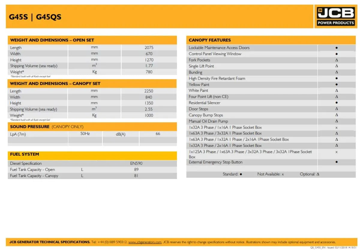 JCB G45QS Generator